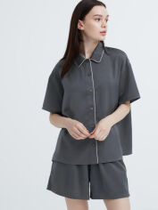Акція на Піжама (сорочка + шорти) жіноча великих розмірів Uniqlo 840291631 XL Сіра від Rozetka