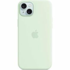 Акція на Чехол Apple для iPhone 15 Plus Silicone Case with MagSafe Soft Mint (MWNG3ZM/A) від MOYO