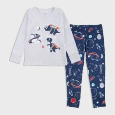 Акция на Дитяча піжама для хлопчика Flamingo 256-086 98 см Меланж/Темно-синя от Rozetka