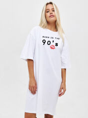 Акция на Сукня-футболка коротка літня жіноча Love&Live Born in the 90's LLP04644 ML Біла от Rozetka