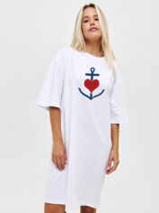Акция на Плаття-футболка коротке літнє жіноче Love&Live Drop anchor LLP04646 XL-XXL Біле от Rozetka