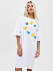 Акция на Сукня-футболка коротка літня жіноча Love&Live Heartfelt Patriotism LLP04648 ML Біла от Rozetka