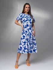 Акция на Плаття міді літнє жіноче ISSA PLUS 14619 XL Білий/Синій от Rozetka