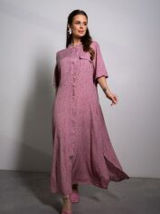 Акция на Сукня-сорочка довга літня жіноча ISSA PLUS 14660 S Темно-рожева от Rozetka