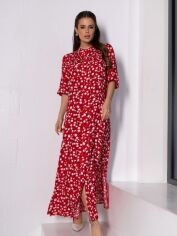 Акция на Сукня-сорочка довга літня жіноча ISSA PLUS 14658 3XL Червона от Rozetka