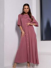 Акция на Сукня-сорочка довга літня жіноча ISSA PLUS 14072 S Темно-рожева от Rozetka