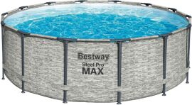 Акция на Бассейн Bestway каркасный круглый 427-122 см (5619D) (фильтр-насос, лестница, крышка) от Stylus