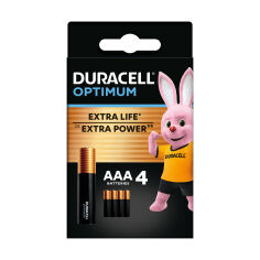 Акція на Алкалінові батарейки Duracell Optimum AAA 1.5V LR6, 4 шт від Eva