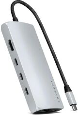 Акция на Satechi Adapter USB-C to 4хUSB-C+RJ45+HDMI 8K Silver (ST-P8KES) от Stylus