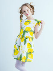 Акція на Підліткове літнє плаття для дівчинки Ластівка 23_2059 146 см Біле з жовтим від Rozetka