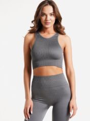 Акція на Топ в рубчик жіночий Giulia HALTER TOP RIB_Poppy seed_1 L/XL Сірий від Rozetka