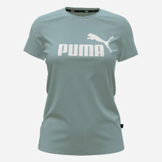 Акция на Футболка жіноча Puma Ess Logo Tee (S) Turquoise Surf 586775-25 S Бірюзова от Rozetka