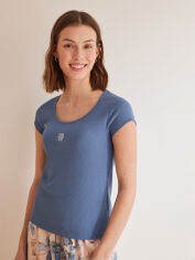 Акция на Піжамна футболка жіноча бавовняна Women'Secret Mmb Logo Tee Blue 3277307 S Синя от Rozetka