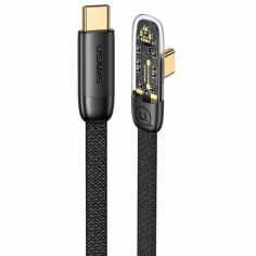 Акція на Usams Cable USB-C to USB-C Right-Angle Pd 100W 2m Black (US-SJ587) від Y.UA