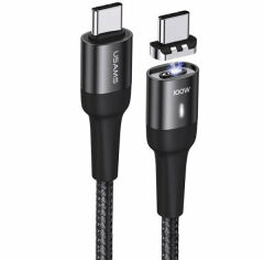 Акция на Usams Cable USB-C to USB-C Fast Charge Magnetic Pd 100W 1.5m Black (US-SJ466) от Y.UA