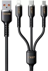 Акція на Wk Usb Cable to Micro USB/Lightning/Type-C Tint Series Real Silicon Super Fast Charging 66W Black (WDC-07th) від Y.UA