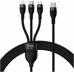Акция на Baseus Cable USB-C to Micro USB/Lightning/Type-C Flash Series 2 Fast Charging C 100W 1.5m Black (CASS030201) от Y.UA