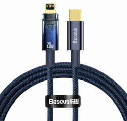 Акція на Baseus Cable USB-C to Lightning Explorer Series Auto Power-Off 20W 1m Blue (CATS000003) від Y.UA