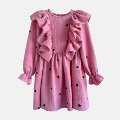 Акція на Дитяче літнє муслінове плаття для дівчинки Babydream sarvolmedium21ryk 104 см Рожеве від Rozetka