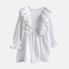 Акция на Дитяче літнє муслінове плаття для дівчинки Babydream sarvolmedium1ryk 104 см Біле от Rozetka