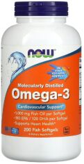 Акція на Now Foods Omega-3 180 EPA/120 Dha Омега-3 200 гелевых капсул від Stylus