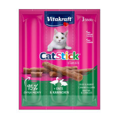 Акция на Ласощі для кішок Vitakraft Cat Stick Classic М'ясні палички з качкою та кроликом, 3*6 г от Eva