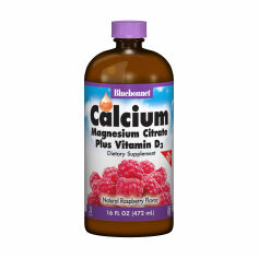 Акція на Кальцій, цитрат магнію, вітамін Д3 Bluebonnet Nutrition Calcium, Magnesium Citrate Plus Vitamin D3 Смак малини, в рідині, 472 мл від Eva