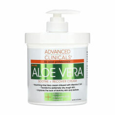 Акція на Заспокійливий та відновлювальний крем для обличчя та тіла Advanced Clinicals Aloe Vera Soothe + Recover Cream, 454 г від Eva