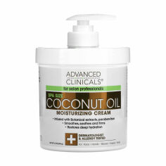 Акція на Крем для обличчя та тіла Advanced Clinicals Coconut Oil Moisturizing Cream з кокосовою олією, 454 г від Eva