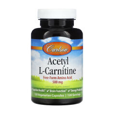 Акція на Амінокислоти Carlson Labs Acetyl L-Carnitine 500 мг, 120 вегетаріанських капсул від Eva