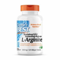 Акция на Амінокислоти Doctor's Best Sustained Plus Immediate Release L-Arginine 500 мг, 120 таблеток от Eva