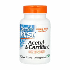 Акція на Амінокислоти Doctor's Best Acetyl-L-Carnitin With Biosint 500 мг, 120 рослинних капсул від Eva