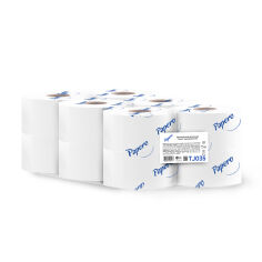 Акція на Туалетний папір Papero Джамбо, білий, 2-шаровий, 75 м, 12 рулонів від Eva