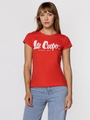 Акция на Футболка бавовняна жіноча Lee Cooper LOGAN3-3030 S Червона от Rozetka