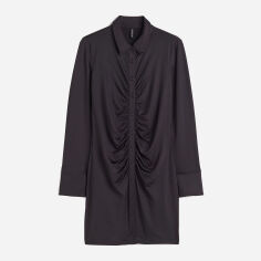 Акция на Плаття-сорочка коротке осіннє жіноче H&M XAZ419223KRCK XL Чорне от Rozetka