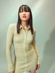 Акція на Сукня-сорочка коротка осіння жіноча H&M 061070577 M Салатова з сріблястим від Rozetka