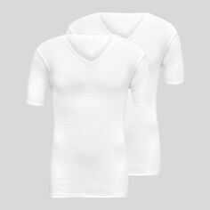 Акция на Комплект футболок в рубчик (2шт) C&A 2004076b99 3XL Білий от Rozetka