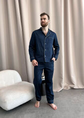 Акція на Мужская пижама из сатина Midnight SP600-12 рубашка и брюки Cosy XL від Podushka