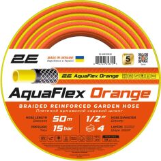 Акція на Шланг садовий 2E AquaFlex Orange 1/2" 50 м 4 шари 15 бар -10…+60°C (2E-GHE12OE50) від Rozetka