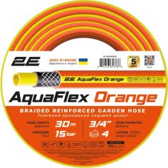 Акція на Шланг садовий 2E AquaFlex Orange 3/4" 30 м 4 шари 15 бар -10…+60°C (2E-GHE34OE30) від Rozetka