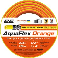 Акція на Шланг садовий 2E AquaFlex Orange 1/2" 20 м 4 шари 15 бар -10…+60°C (2E-GHE12OE20) від Rozetka