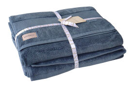Акція на Набор махровых полотенец Elegance Maisonette синий (2 шт) 76х147 см (2 шт) від Podushka