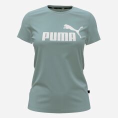 Акція на Футболка жіноча Puma Ess Logo Tee (S) Turquoise Surf 586775-25 L Бірюзова від Rozetka
