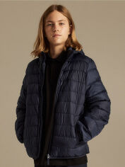 Акция на Підліткова демісезонна стьобана куртка для хлопчика H&M WW1170458 164 см Темно-синя от Rozetka