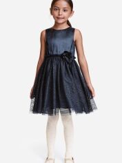 Акція на Дитяча літня святкова сукня для дівчинки H&M 0386708_004 128 см Темно-синя (СА2000002000532) від Rozetka