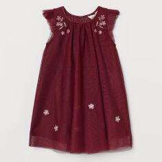 Акція на Дитяче літнє ошатне плаття для дівчинки H&M 0759167_001 98 см Темно-червоне від Rozetka