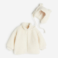 Акция на Дитяча демісезонна куртка + шапка для дівчинки H&M 061187930 86-92 см Біла от Rozetka
