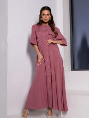 Акція на Сукня-сорочка вечірня довга літня жіноча ISSA PLUS 14072 XL Темно-рожева від Rozetka
