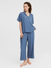 Акція на Піжама (сорочка + штани) жіноча H&M 271175005 XS Сіро-синя від Rozetka