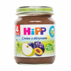 Акція на Дитяче фруктове пюре HiPP Organic Сливи з яблуками, від 4 місяців, 125 г від Eva